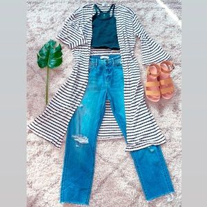 CJLA Annie Kimono White with black stripes